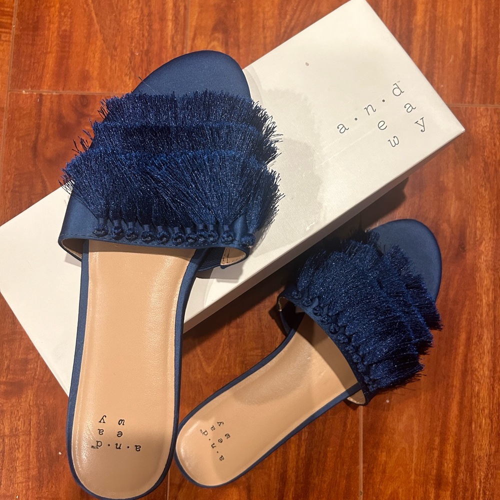 a new day Navy Fringe Slide Sandals